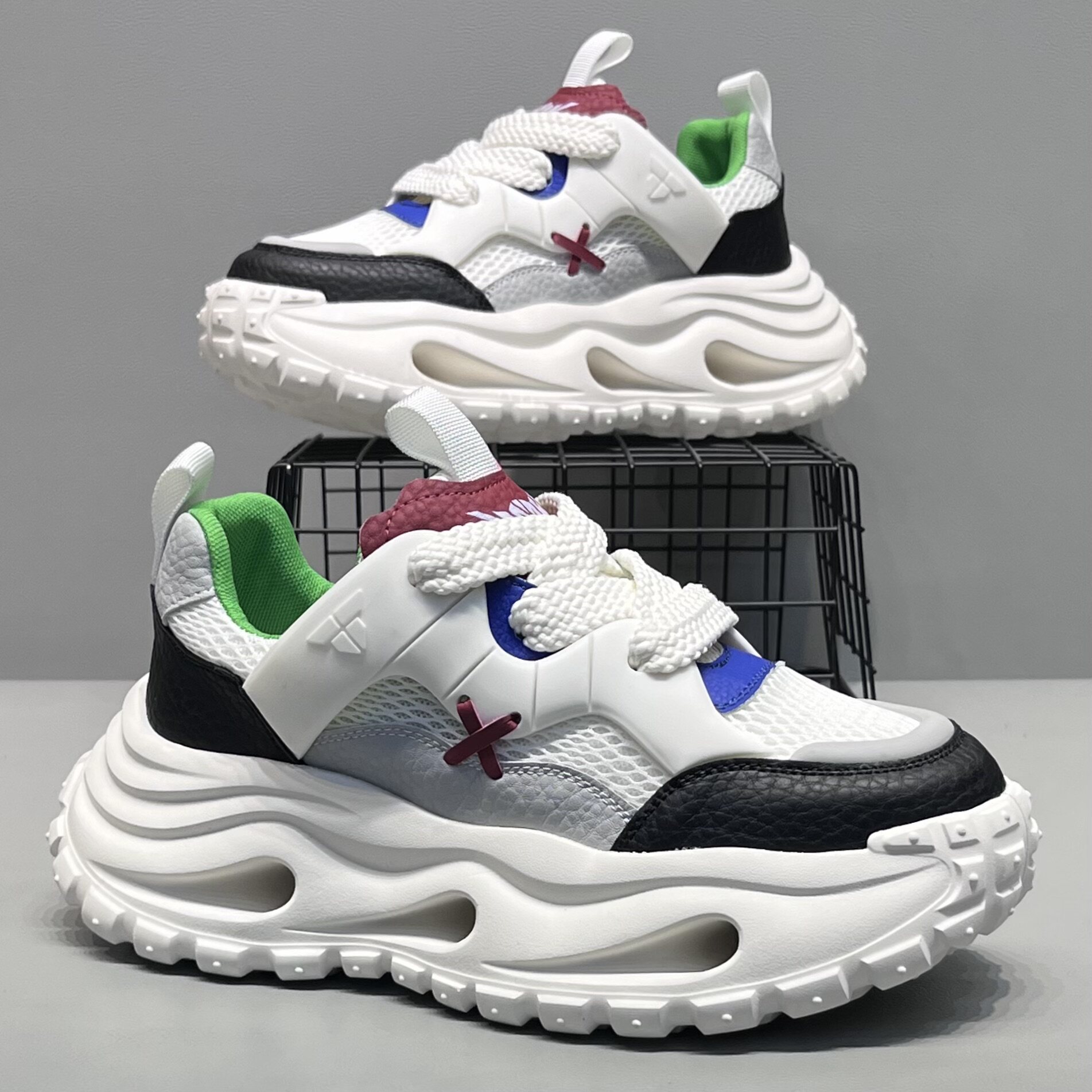 男鞋2026春夏新款透气网面老爹鞋潮牌时尚厚底增高运动休闲鞋男款