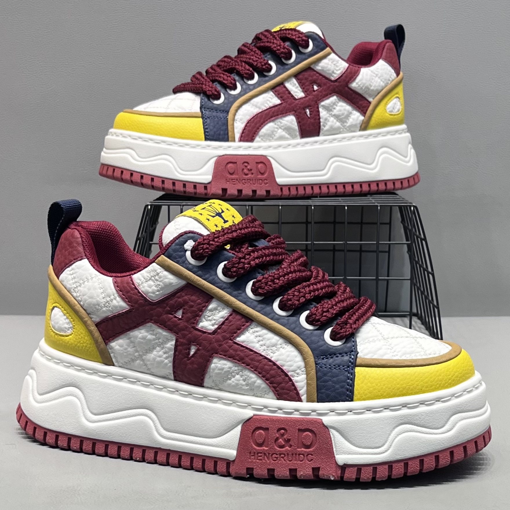 潮牌男鞋2025秋冬新款厚底板鞋增高舒适百搭运动休闲鞋拼色鞋子男,流行男鞋,休闲板鞋,淘宝优惠券,粉丝福利购,淘宝优惠卷