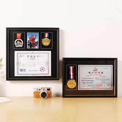 哈巴雪山登顶荣誉证书框A4奖状裱画框挂墙相框定制照片展示架装裱