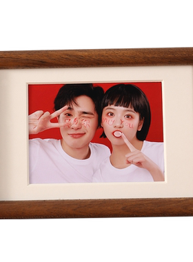 海马体相框结婚登记证件照情侣婚纱照周年纪念6寸高级感实木摆台