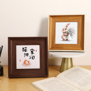 正方形相框5五6六8八寸木质画框空框装裱挂墙复古照片摆台定制diy