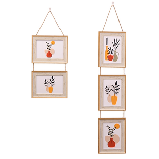 6寸洗照片做成相框挂墙7寸A4寸麻绳挂式相片框二连三联组合照片墙