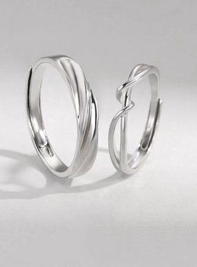 爱意交织情侣戒指男女款小众设计感高级个性冷淡风开口可调节指环