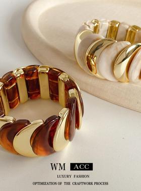 欧美半圆形拼接手链时尚简约个性百搭手环设计感小众手饰