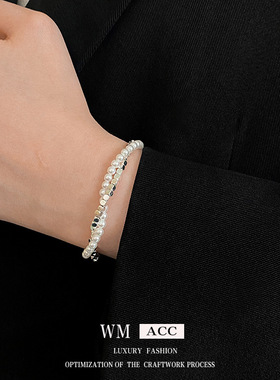 人造碎银形珍珠手链简约轻奢高级感手串小众个性设计感气质手饰女