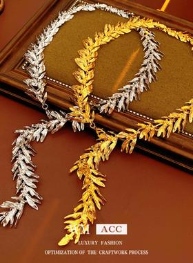 欧美金属流苏毛衣链女小众饰品