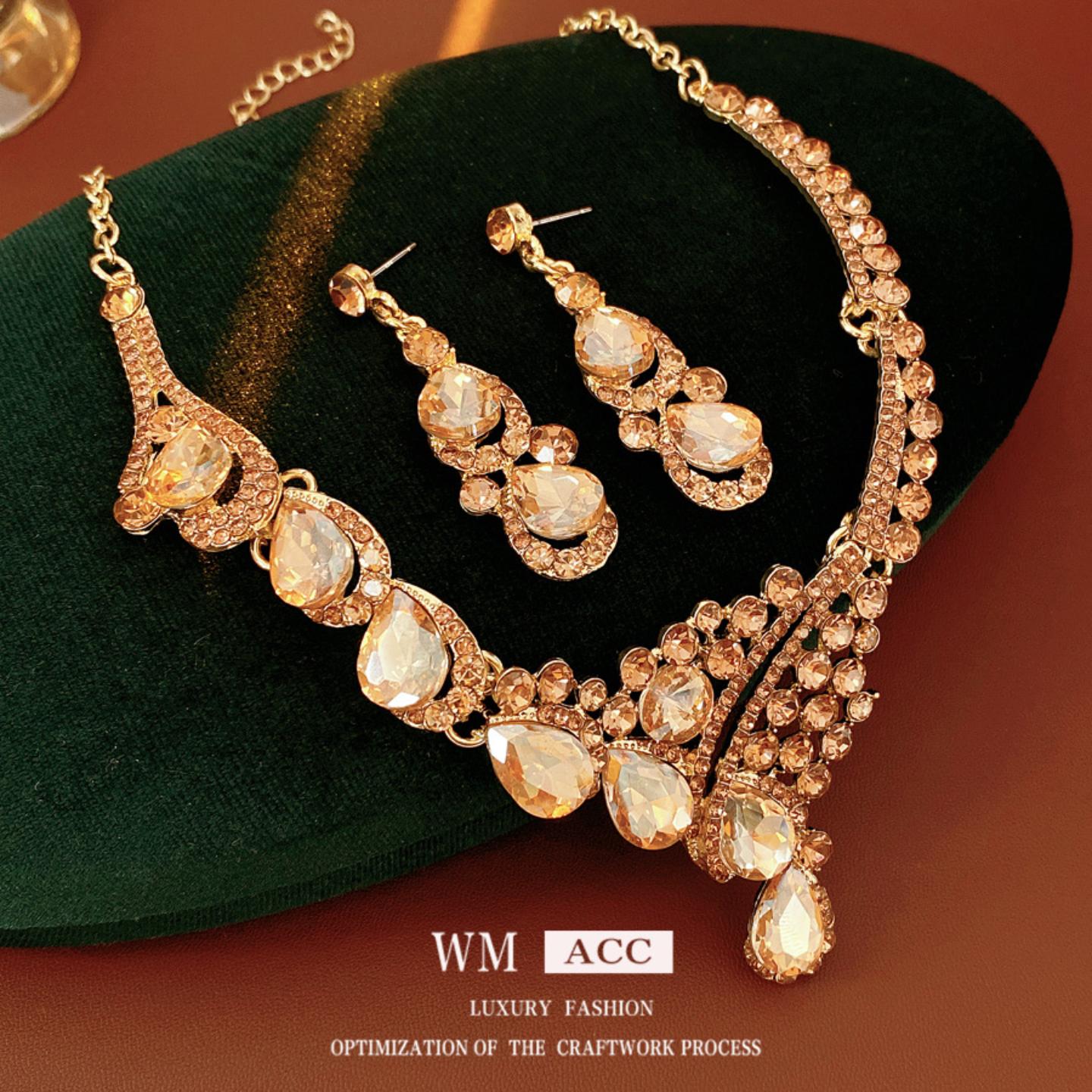 中古镶钻首饰套装女高级感