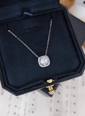 方糖项链女轻奢小众设计感镶嵌方形锆石锁骨链简约气质方钻颈链