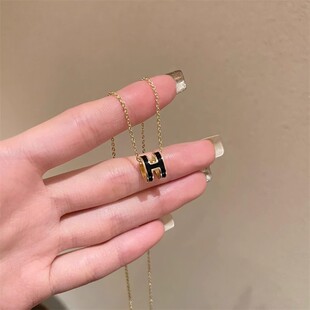 小众设计高级感H字母项链女气质百搭毛衣链锁骨链网红配饰颈链夏