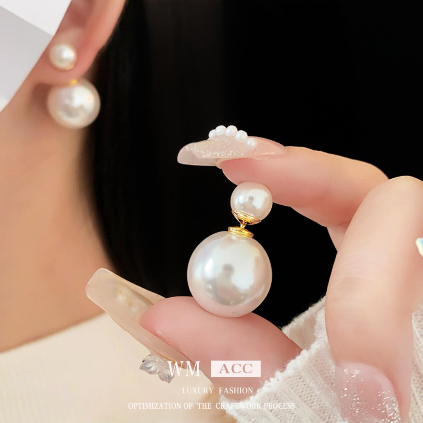 简约珍珠两戴耳环女款轻奢