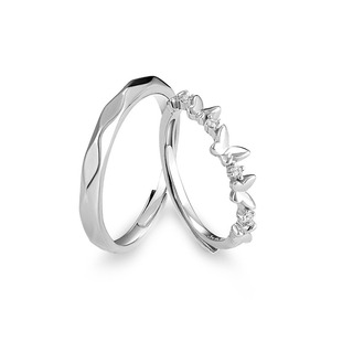 缱绻蝴蝶情侣一对戒指镀银指环简约小众2024新款定情礼物送男女友