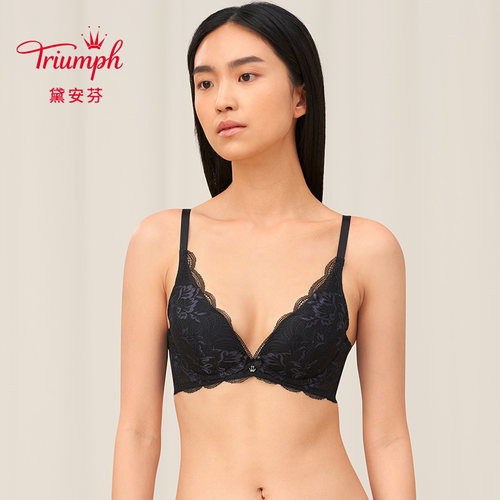 黛安芬水盈苍兰凉感内衣女小胸聚拢U型美背文胸16-8689