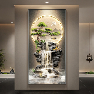 流水生财玄关装饰画现代轻奢走廊过道挂画高级感客厅入户进门灯画