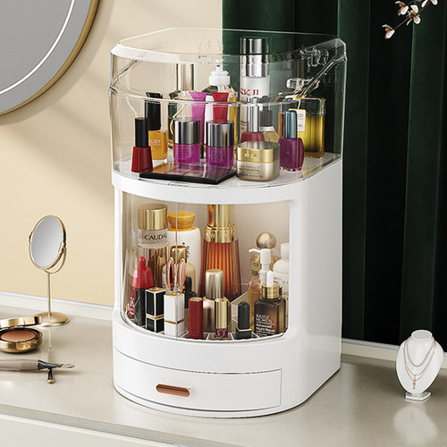 三层大容量化妆品收纳盒透明防尘