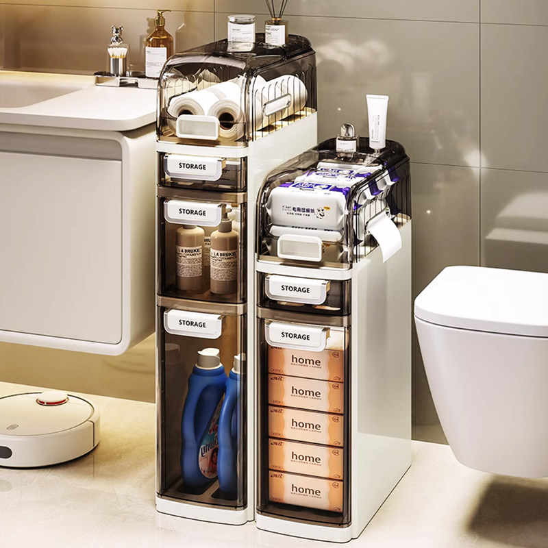 化妆室置物架家用抽屉式多层浴室侧边角窄缝隙置物架子夹缝收纳柜