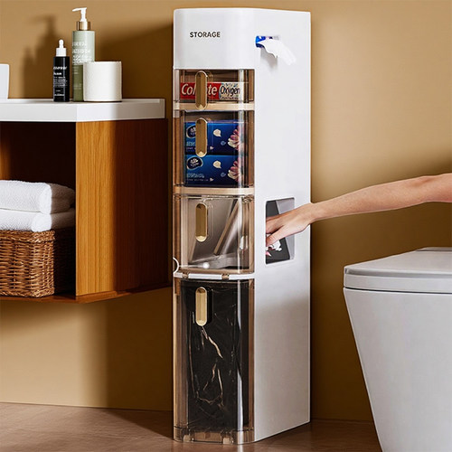 多功能夹缝柜垃圾桶一体免安装