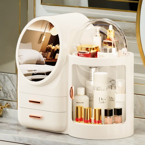 化妆品收纳盒高级感带LED镜子