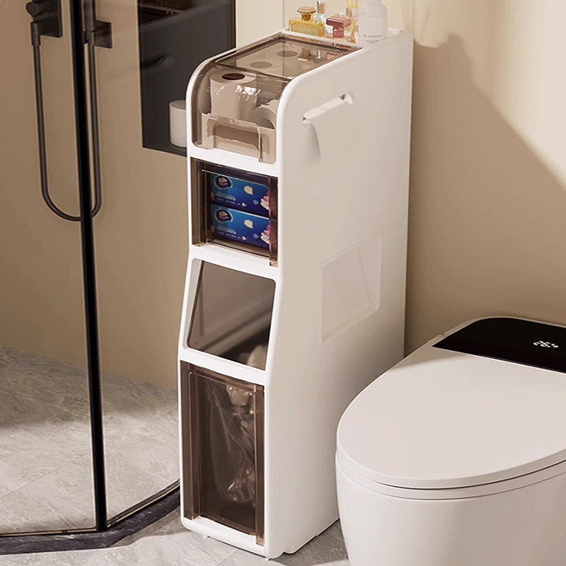 浴室夹缝柜卫生间置物架洗手间收纳柜带垃圾桶纸篓厕所马桶储物柜,家庭/个人清洁工具,浴室角架/置物架,淘宝优惠券,粉丝福利购,淘宝优惠卷