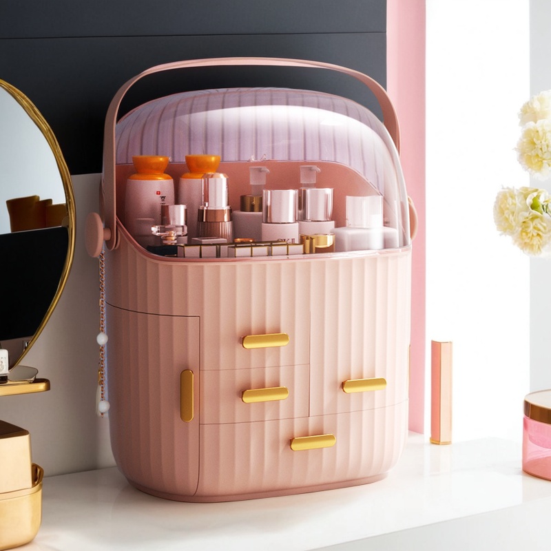 化妆品收纳盒超大容量透明防尘盖