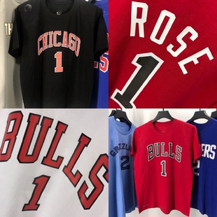 公牛队1号罗斯篮球运动短袖T恤男女新赛季美式复古投篮训练服包邮