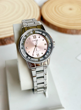 卡西欧手表石英女学生简约商务气质镶水钻夜光钢带LTP-1391D-4A/7