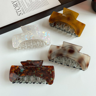 韩版气质双层拼色发抓简约气质后脑勺盘发鲨鱼夹新款抓夹发卡发饰