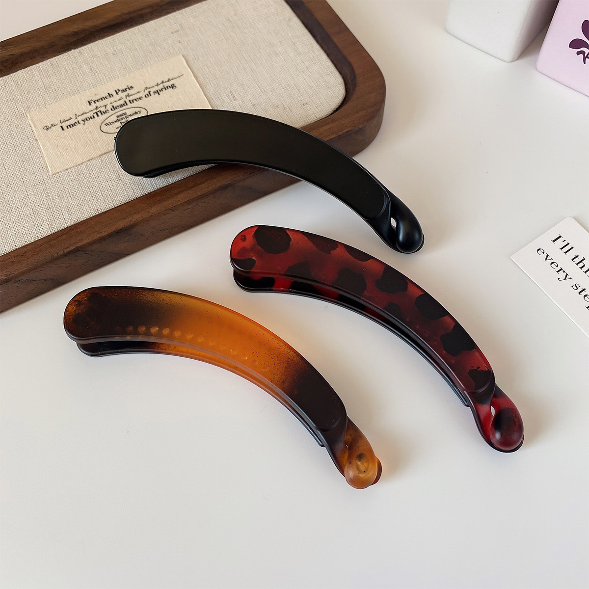 高级感磨砂竖夹发夹香蕉夹发卡后脑勺简约增高颅顶显发量多女发饰