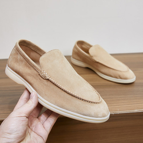 素面磨砂男鞋欧美一脚蹬乐福鞋