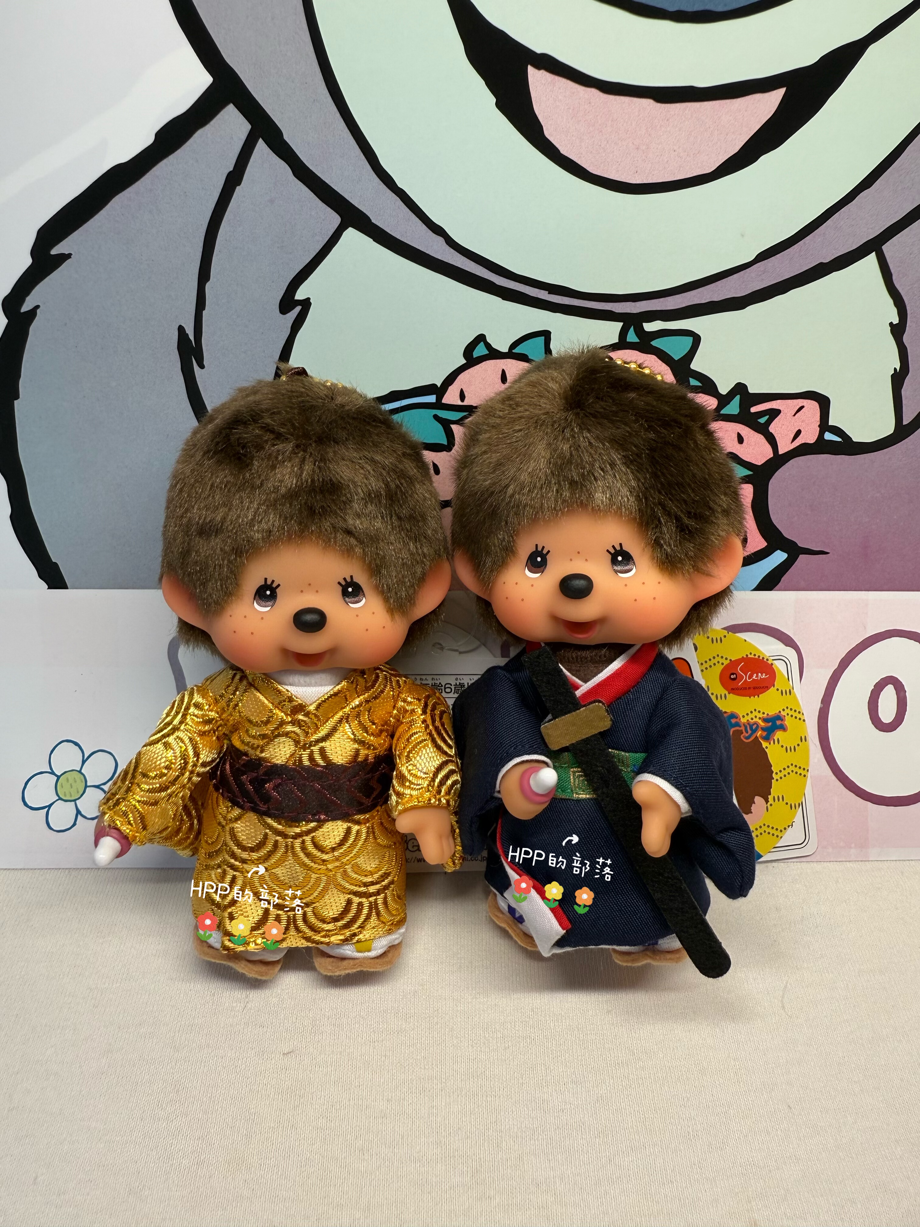 日本正版 Monchhichi 蒙奇奇 日本限定款 金色和服 武士男生挂件