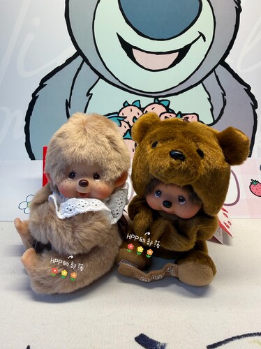 日本正版 monchhichi 蒙奇奇 冬日 美拉德色男生小熊收纳手套挂件