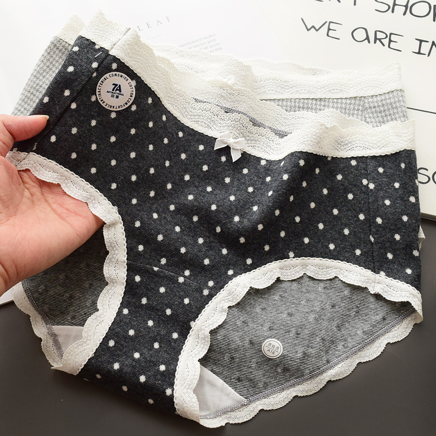 好穿千鸟格波点A类全棉内裤女生