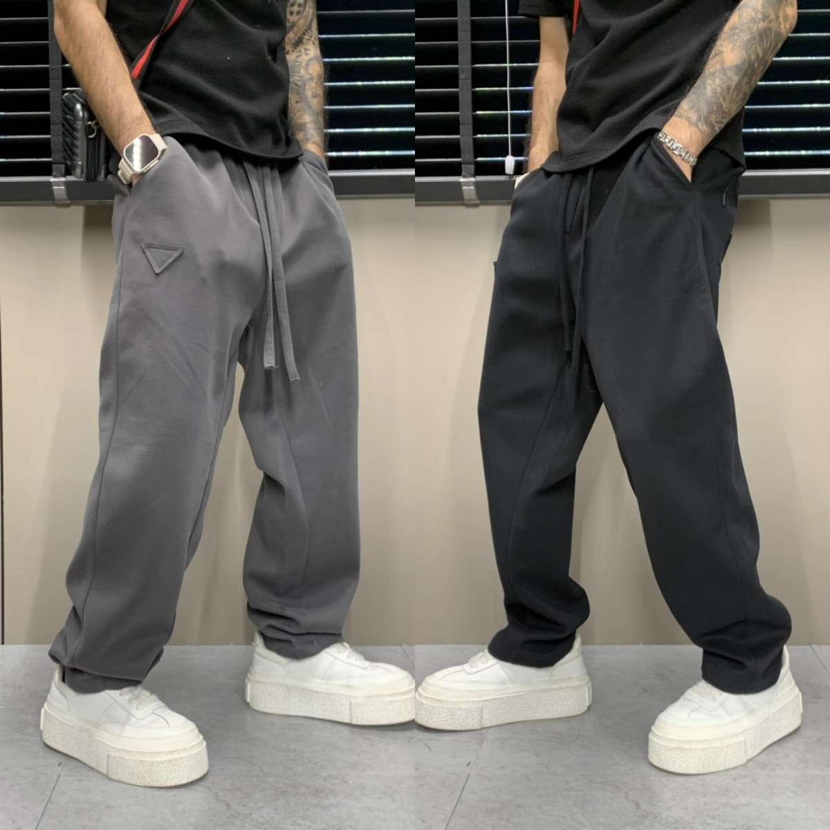 美式休闲弯刀卫裤男士秋冬新款