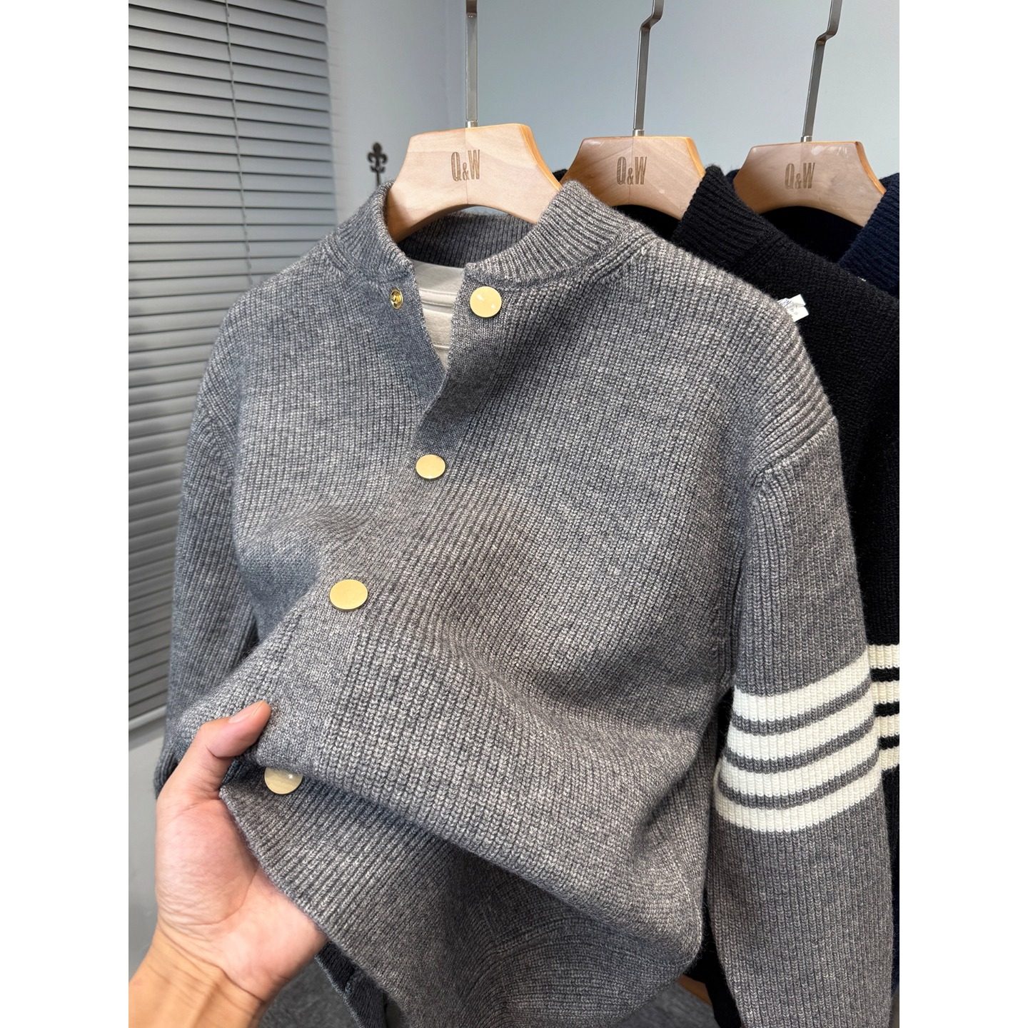 品牌棒球领毛衣外套男装秋冬季加厚韩版休闲tb开衫男针织衫外搭潮,男装,针织衫/毛衣,淘宝优惠券,粉丝福利购,淘宝优惠卷