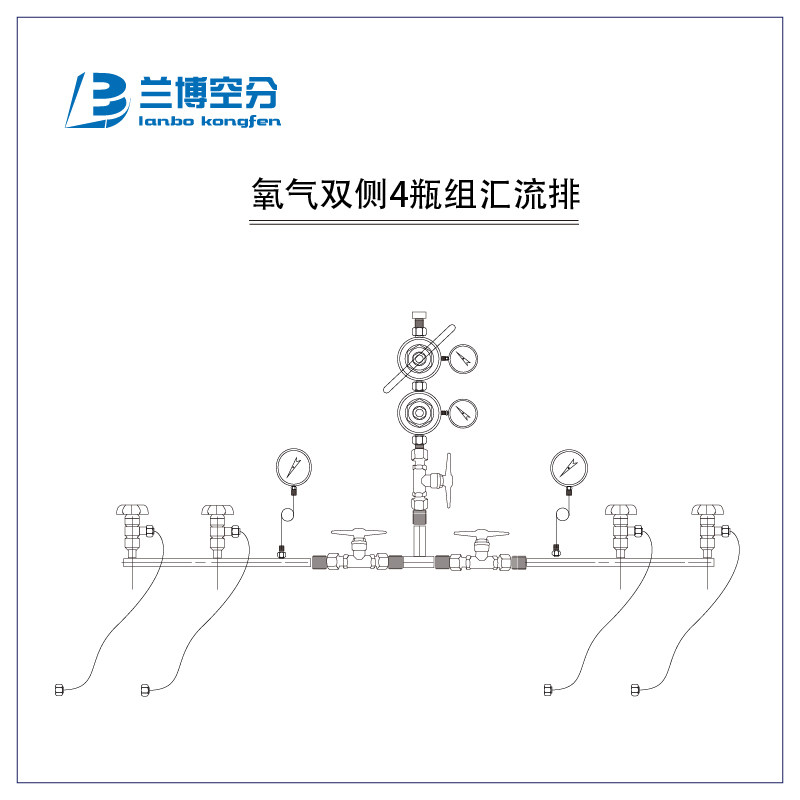 双侧氧气瓶汇流排 气瓶集中供气 双侧氧气汇流排 管道集中供气