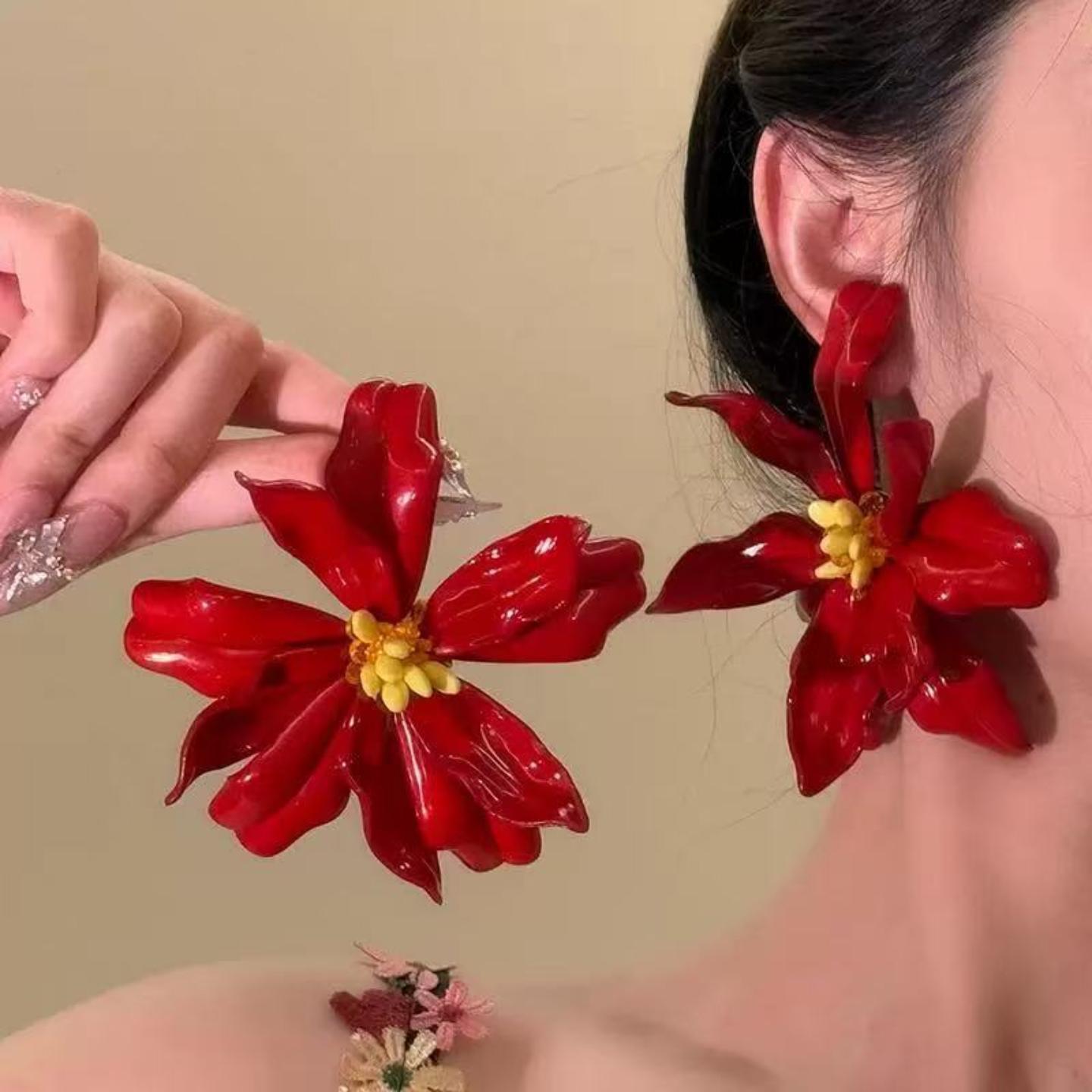 欧美亚克力花朵耳环轻奢高级感