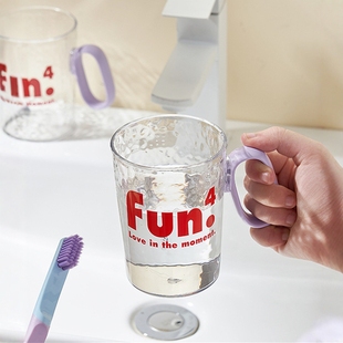 洗漱杯刷牙漱口杯喝水杯子家用高级感透明裂纹杯牙具牙缸杯大容量