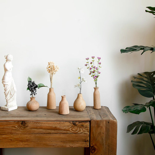 手工实木质小号花瓶景观摆件