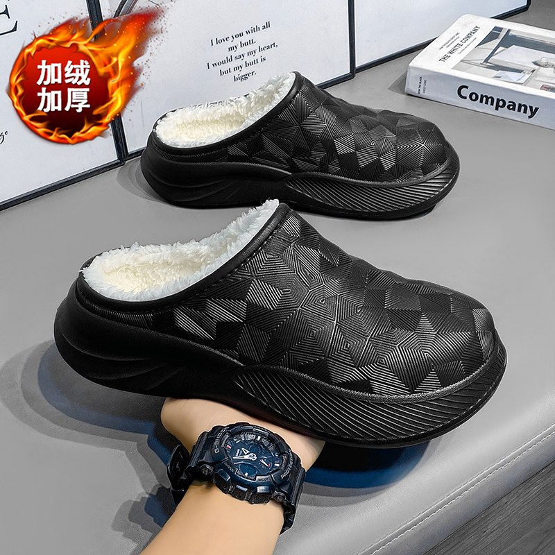 家用防滑包头拖2025冬季加绒保暖棉拖鞋男女居家棉鞋舒适毛拖情侣