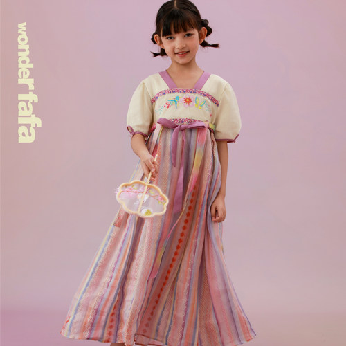 wonderfafa女童苎麻刺绣汉服