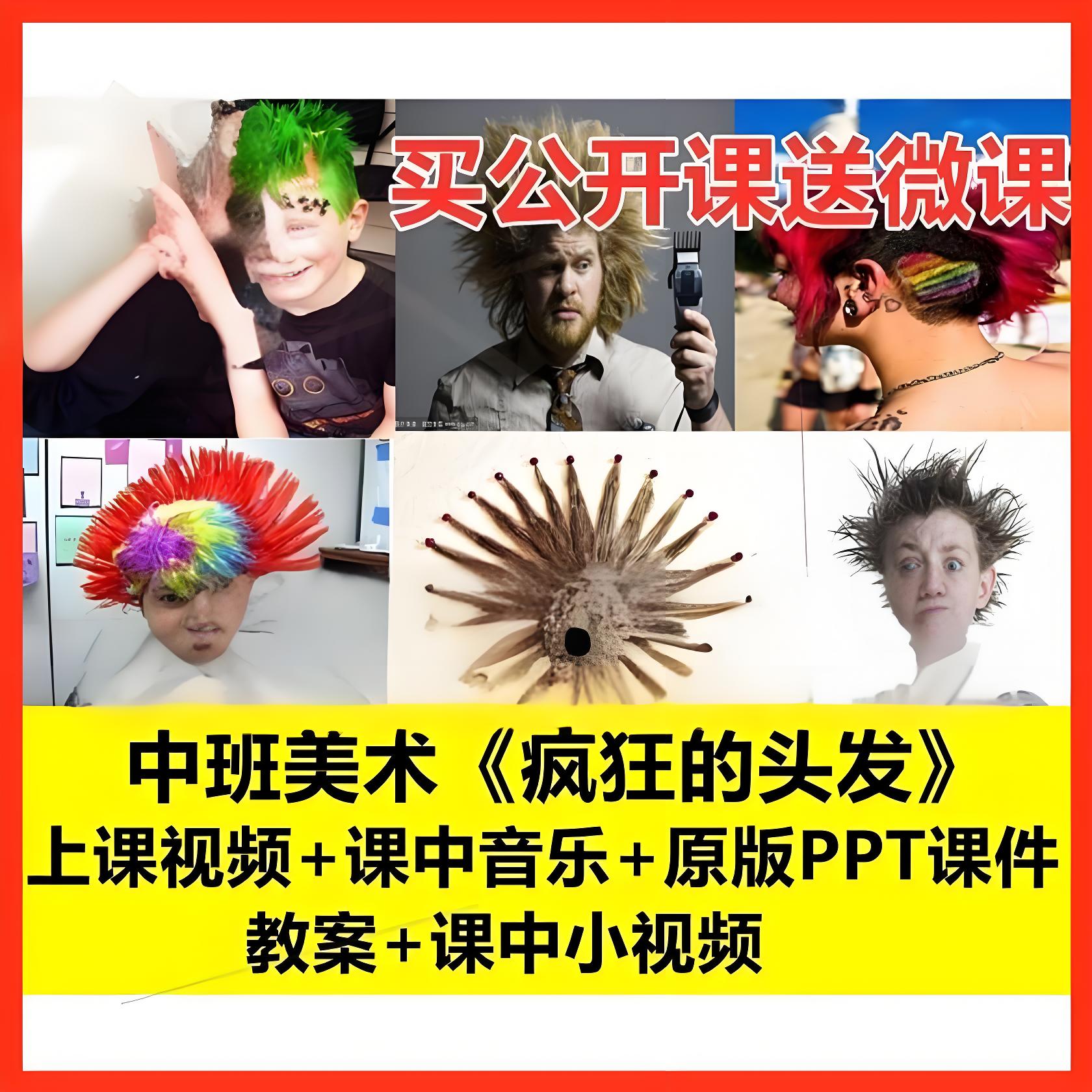 幼儿园吹画中班美术活动《疯狂的头发》视频优质公开课PPT课件