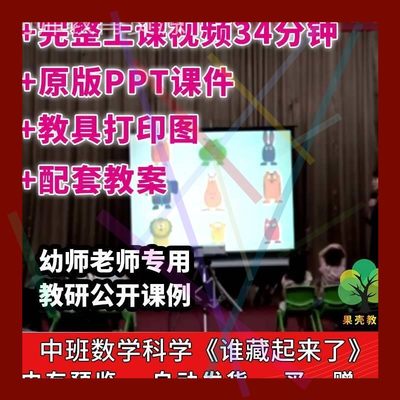 幼儿园公开课师用优质课中班数学《谁藏起来了》视频+PPT课件教案