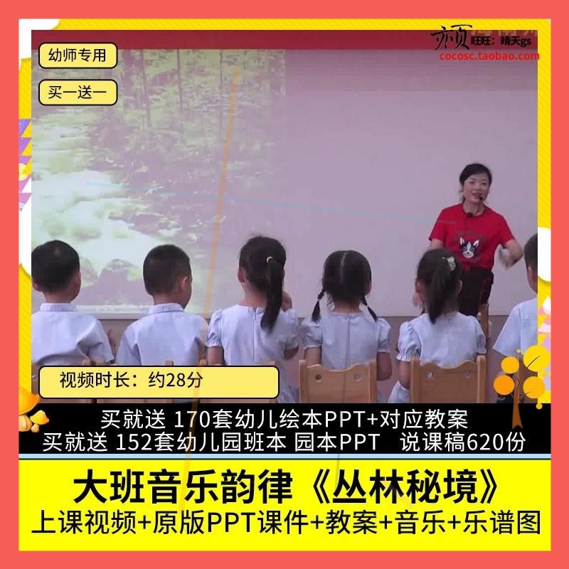 幼儿园优质公开课大班音乐韵律活动《丛林秘境》视频PPT课件教案