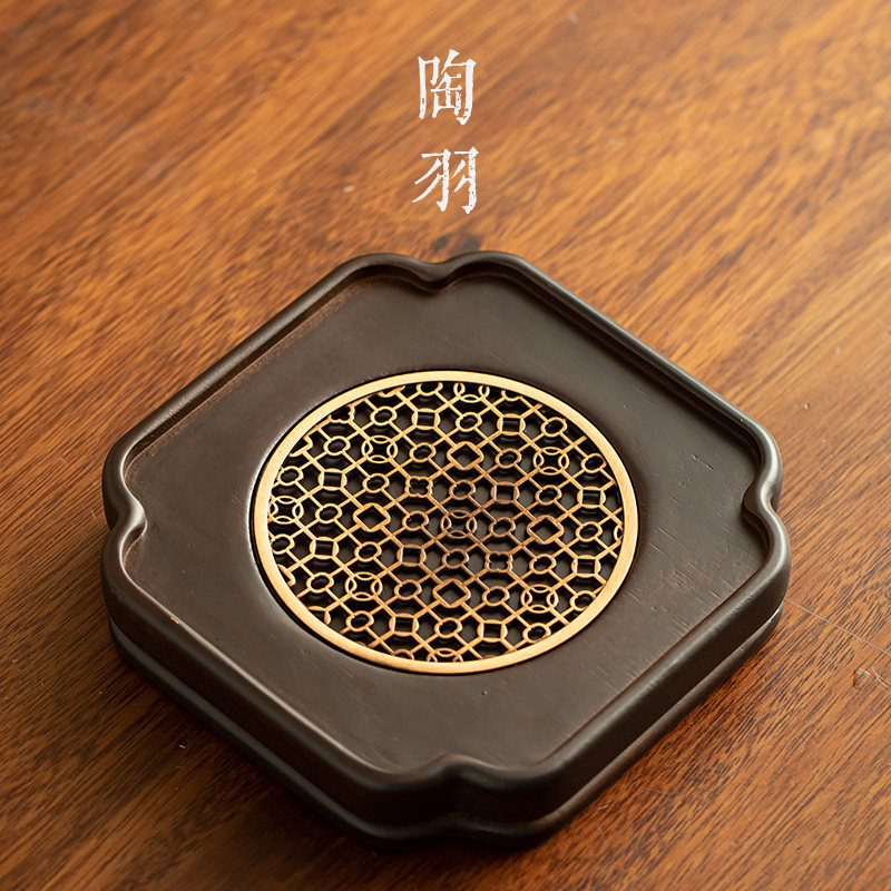 胡桃色家用壶承干泡台高端储水式小型功夫茶盘日式紫砂壶壶垫茶托