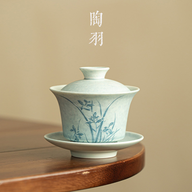 苏打烧冰姿雪兰君子三才盖碗家用陶瓷泡茶碗防烫功夫茶具泡茶器