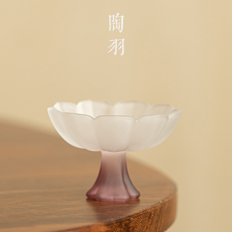 荷花玻璃茶杯高足杯功夫茶具