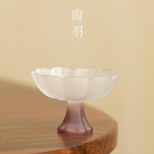 荷花玻璃茶杯高足杯高脚品茗杯闻香杯轻奢高颜值主人杯功夫茶具
