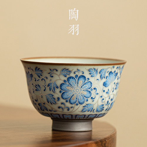 汝窑缠枝莲银线主人功夫茶具