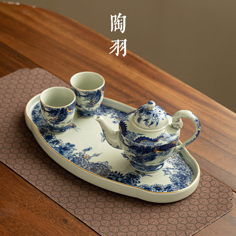 鱼化龙纳福陶瓷茶壶功夫茶具套装