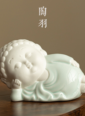 白瓷茶宠摆件可养茶玩小和尚茶艺桌茶台精品个性创意茶道茶具配件