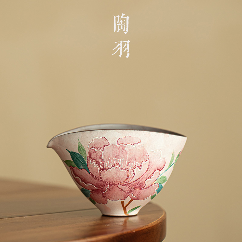 老巖泥富貴牡丹公道杯陶瓷